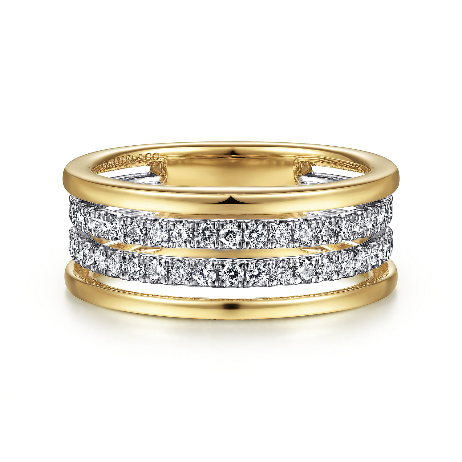 Gabriel - 14K White-Yellow Gold Diamond Easy Stackable Ring