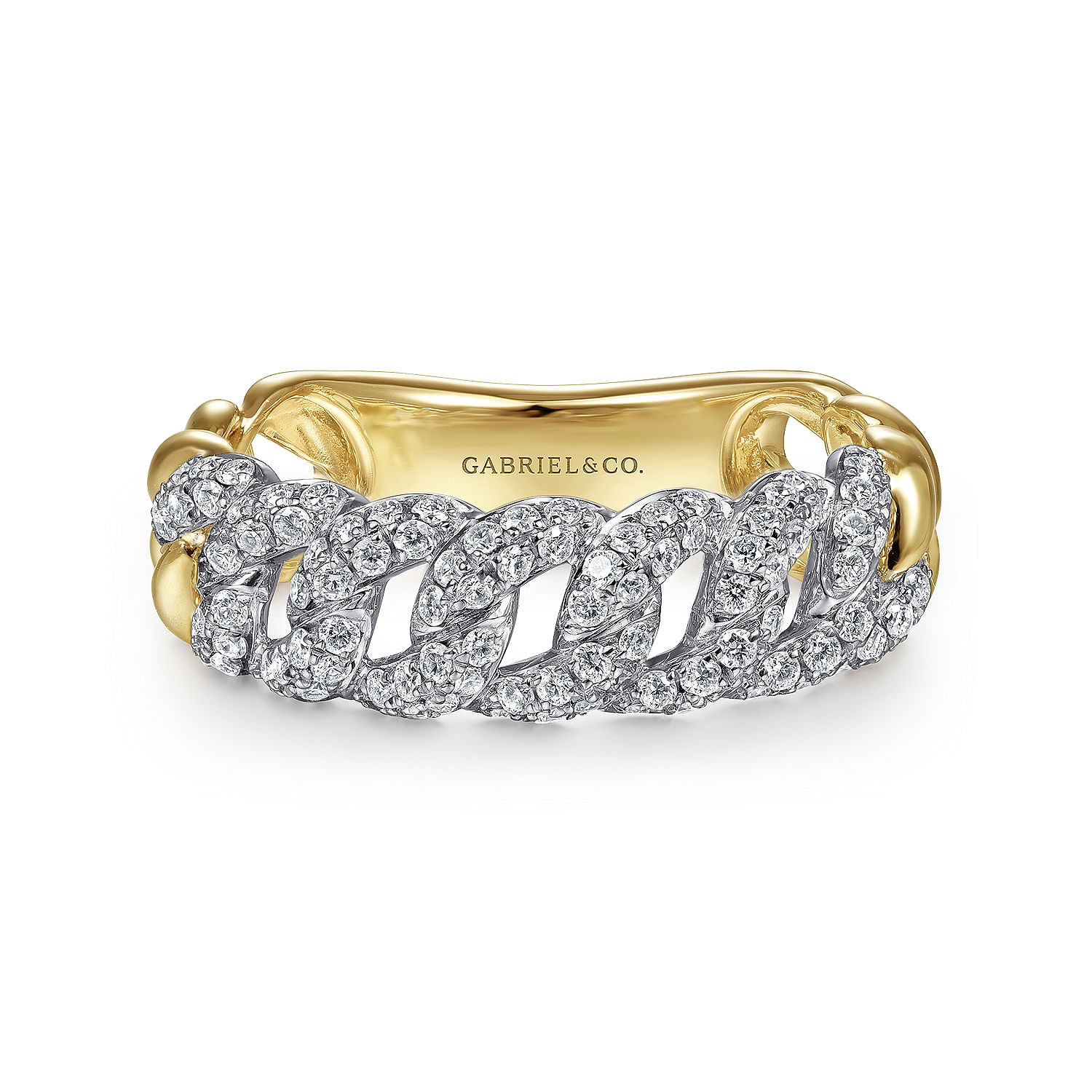 14K White-Yellow Gold Diamond Links Ring