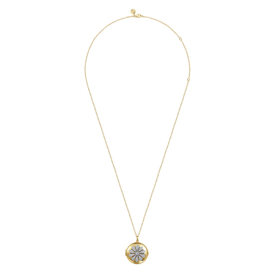 14K White-Yellow Gold Diamond Locket Necklace angle 4