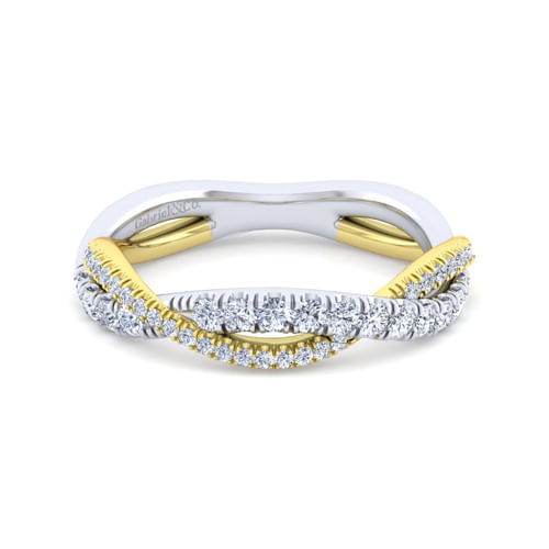 14K White-Yellow Gold Diamond Matching Wedding Band