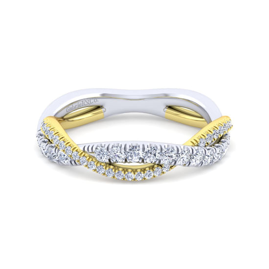 Gabriel - 14K White-Yellow Gold Diamond Matching Wedding Band