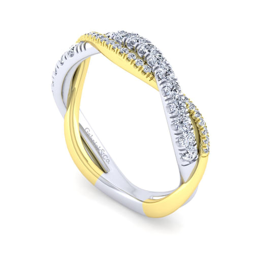 14K White-Yellow Gold Diamond Matching Wedding Band