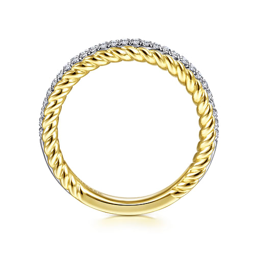 14K White-Yellow Gold Diamond Matching Wedding Band