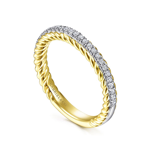 14K White-Yellow Gold Diamond Matching Wedding Band