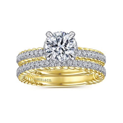 14K White-Yellow Gold Diamond Matching Wedding Band