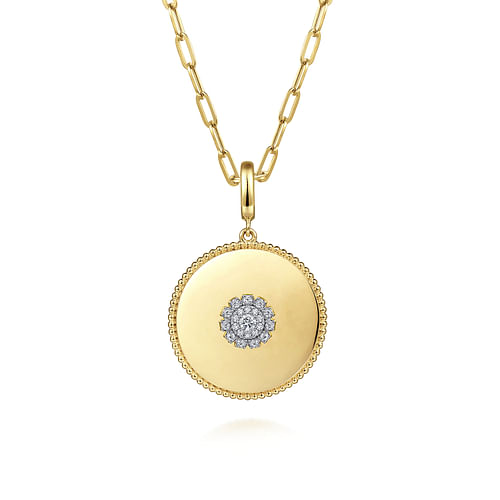 14K White-Yellow Gold Diamond Medallion Pendant