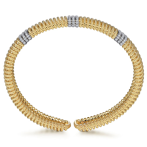 14K White-Yellow Gold Diamond Rope Bangle