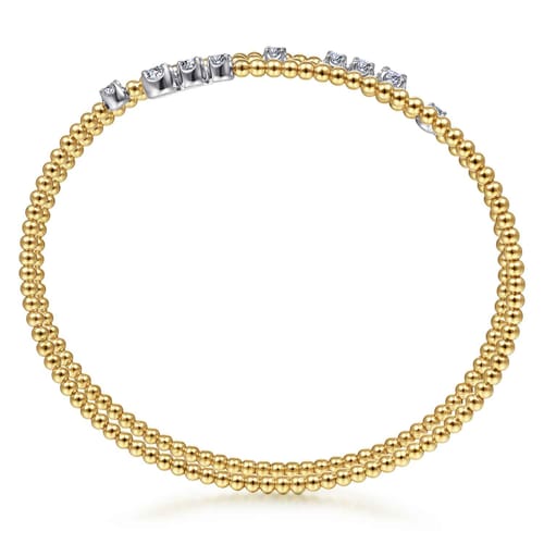 14K White-Yellow Gold Diamond Wrap Bangle