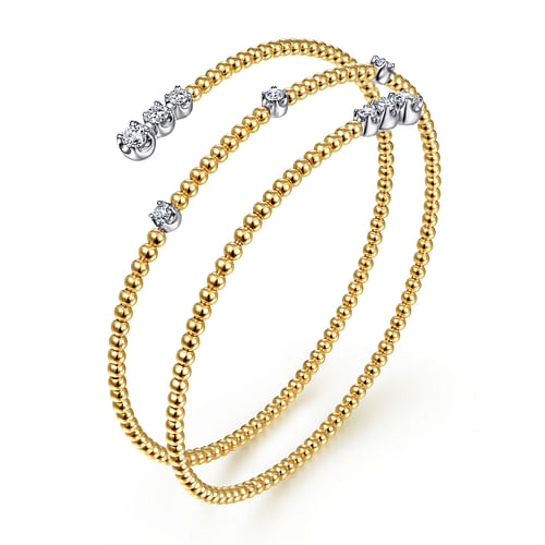 14K White-Yellow Gold Diamond Wrap Bangle