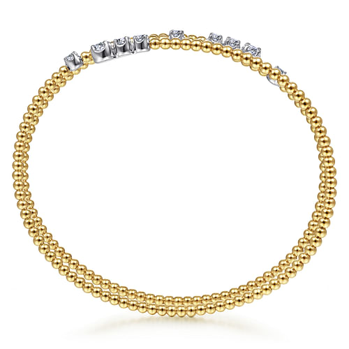 14K White-Yellow Gold Diamond Wrap Bangle