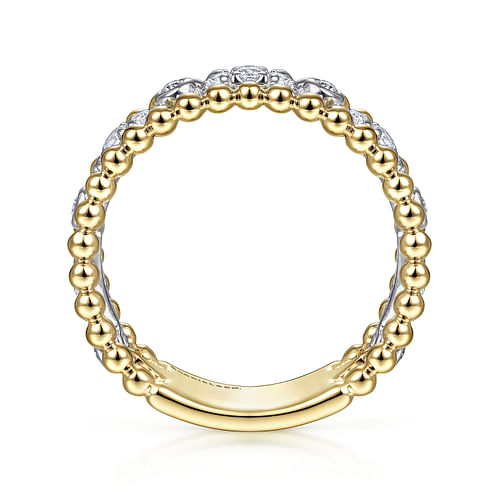 14K White-Yellow Gold Diamond and Bujukan Bead Ring