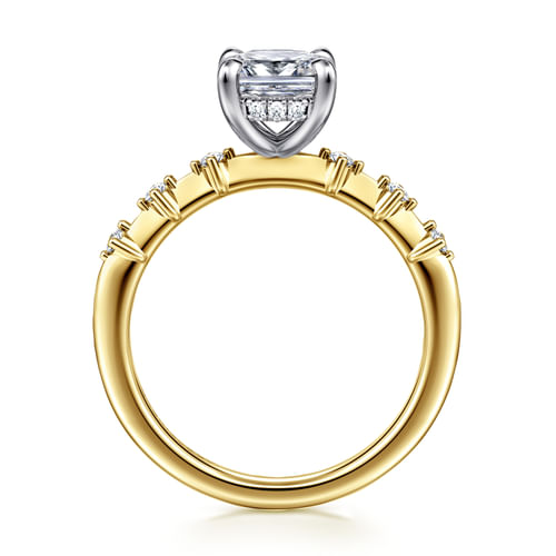 14K White-Yellow Gold Elongated Cushion Diamond Engagement Ring
