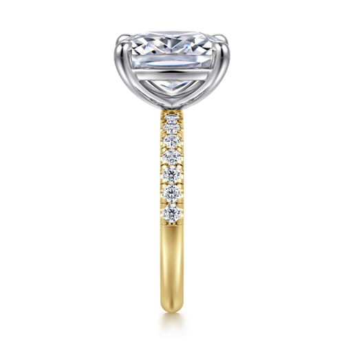 14K White-Yellow Gold Elongated Cushion Diamond Engagement Ring