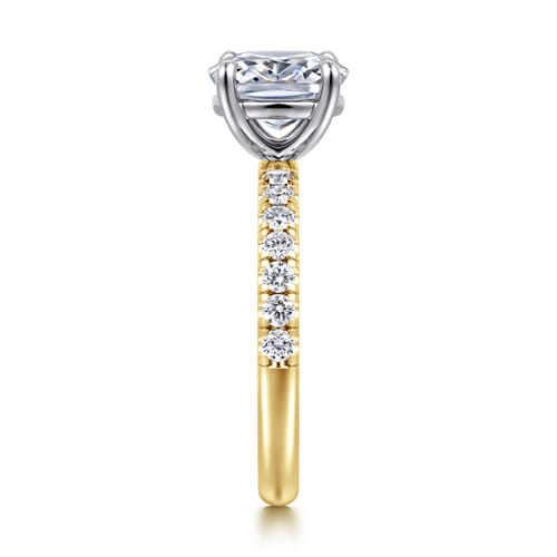 14K White-Yellow Gold Elongated Cushion Diamond Engagement Ring
