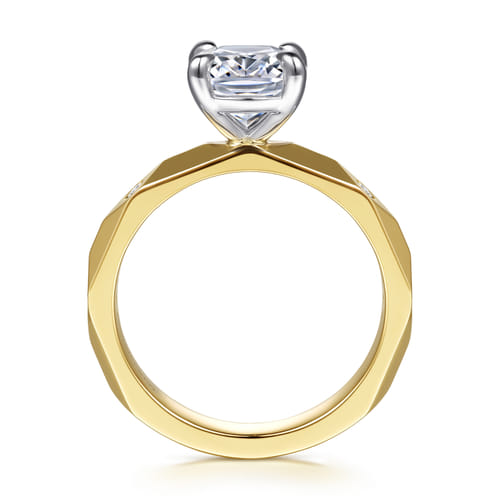 14K White-Yellow Gold Elongated Cushion Diamond Engagement Ring