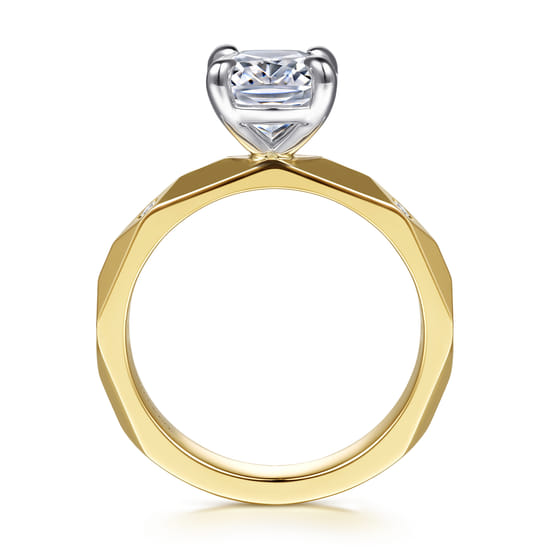 14K White-Yellow Gold Elongated Cushion Diamond Engagement Ring angle 2