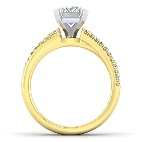 14K White-Yellow Gold Emerald Cut Diamond Engagement Ring