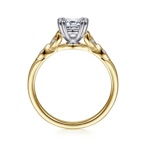 14K White-Yellow Gold Emerald Cut Diamond Engagement Ring