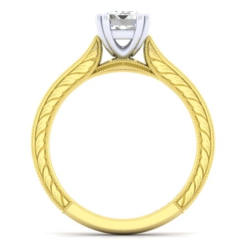 14K White-Yellow Gold Emerald Cut Diamond Engagement Ring