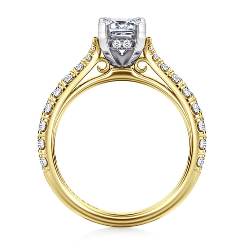 14K White-Yellow Gold Emerald Cut Diamond Engagement Ring
