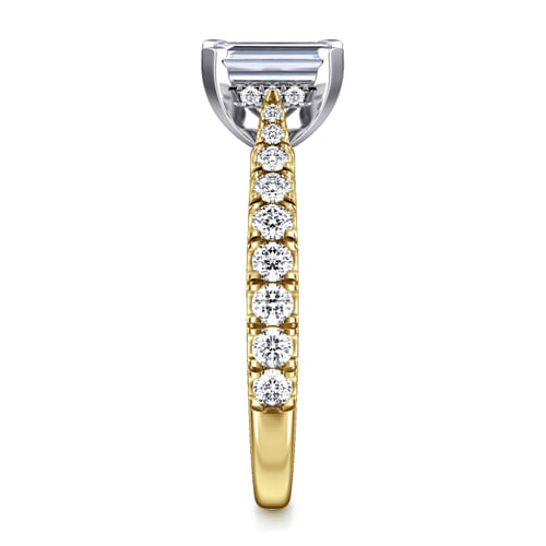 14K White-Yellow Gold Emerald Cut Diamond Engagement Ring