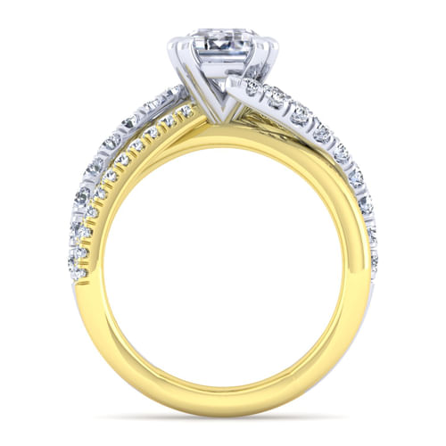 14K White-Yellow Gold Emerald Cut Diamond Engagement Ring