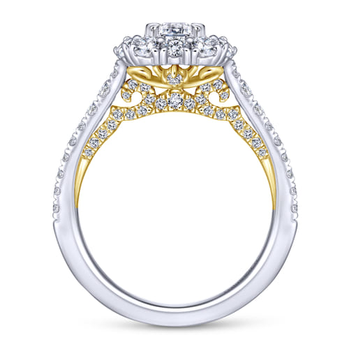 14K White-Yellow Gold Emerald Cut Diamond Engagement Ring