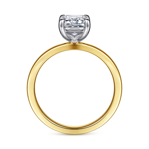 14K White-Yellow Gold Emerald Cut Diamond Engagement Ring