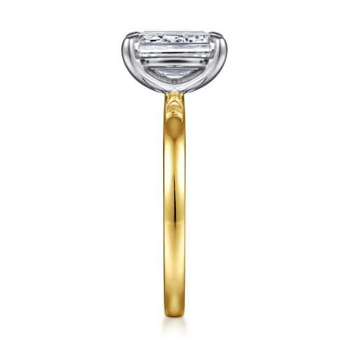 14K White-Yellow Gold Emerald Cut Diamond Engagement Ring