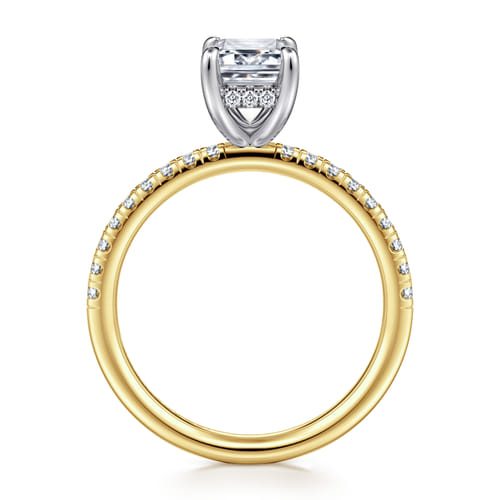 14K White-Yellow Gold Emerald Cut Diamond Engagement Ring