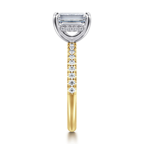 14K White-Yellow Gold Emerald Cut Diamond Engagement Ring