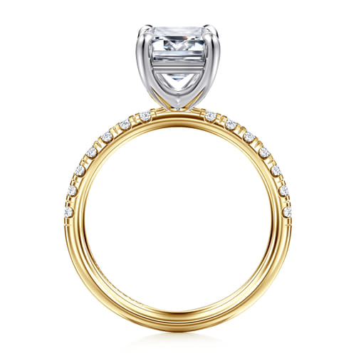 14K White-Yellow Gold Emerald Cut Diamond Engagement Ring