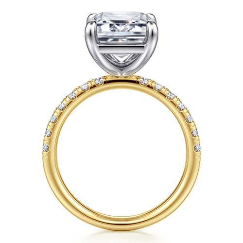 14K White-Yellow Gold Emerald Cut Diamond Engagement Ring