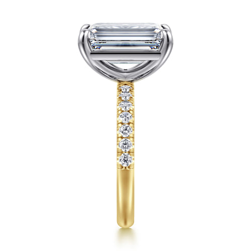 14K White-Yellow Gold Emerald Cut Diamond Engagement Ring
