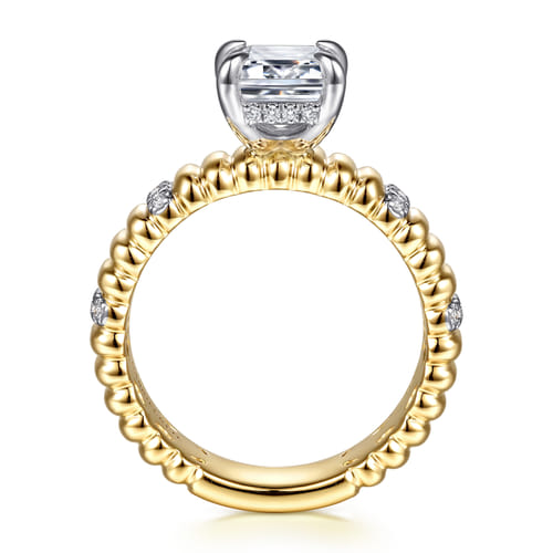 14K White-Yellow Gold Emerald Cut Diamond Engagement Ring