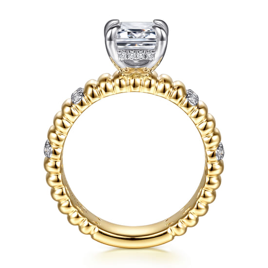 14K White-Yellow Gold Emerald Cut Diamond Engagement Ring angle 2