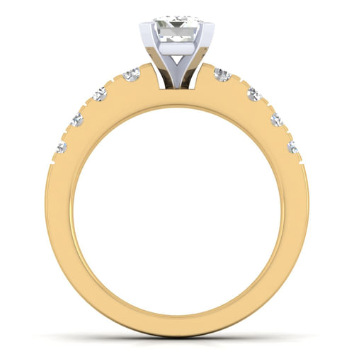 14K White-Yellow Gold Emerald Cut Diamond Engagement Ring
