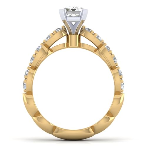 14K White-Yellow Gold Emerald Cut Diamond Engagement Ring