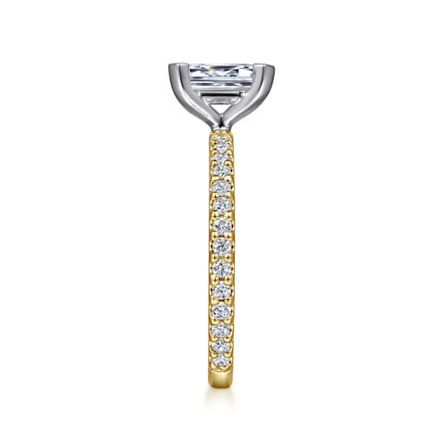 14K White-Yellow Gold Emerald Cut Diamond Engagement Ring