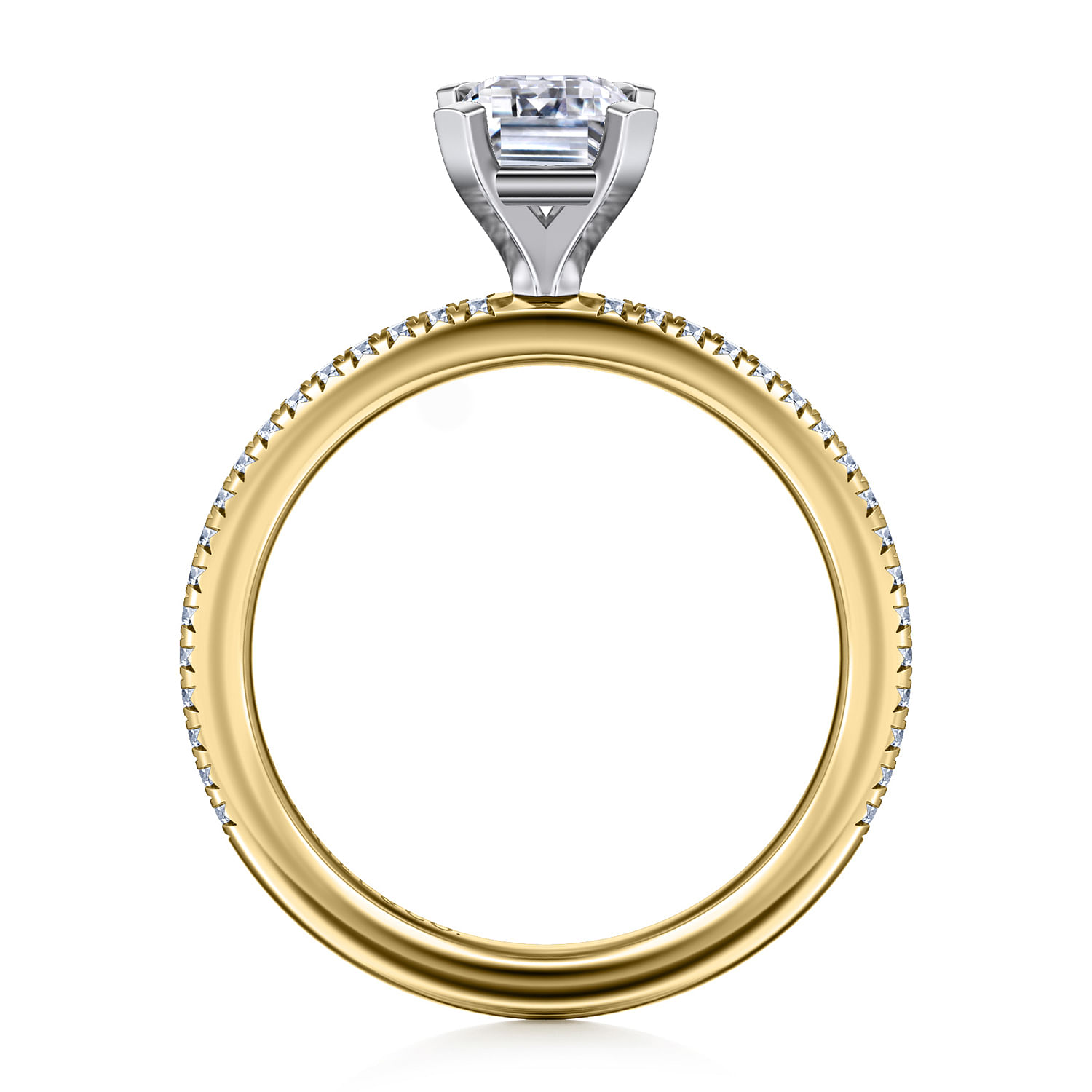 14K White-Yellow Gold Emerald Cut Diamond Engagement Ring