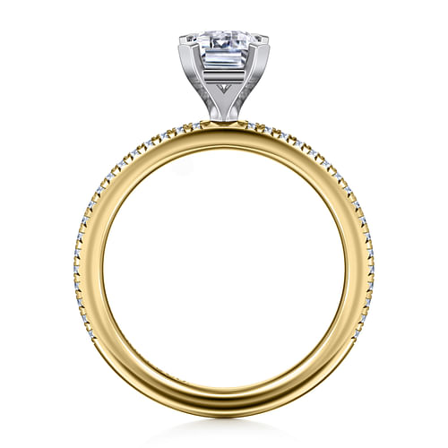 14K White-Yellow Gold Emerald Cut Diamond Engagement Ring