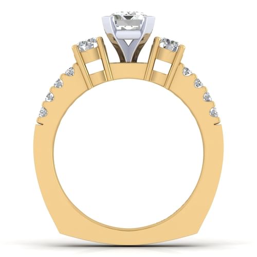14K White-Yellow Gold Emerald Cut Diamond Engagement Ring
