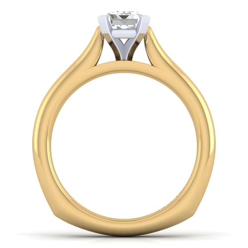 14K White-Yellow Gold Emerald Cut Diamond Engagement Ring