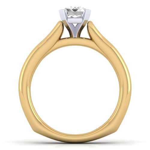 14K White-Yellow Gold Emerald Cut Diamond Engagement Ring