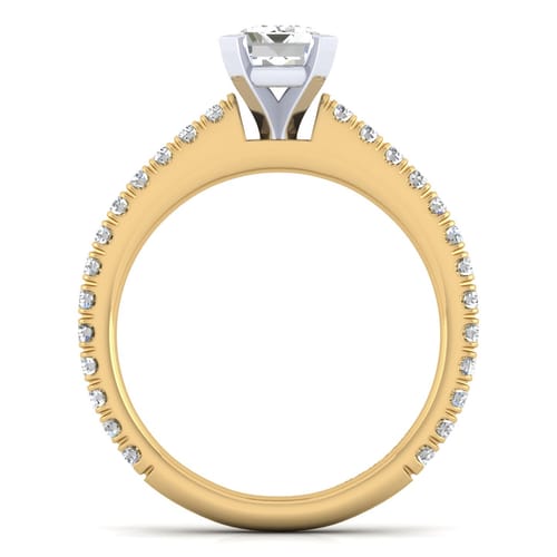 14K White-Yellow Gold Emerald Cut Diamond Engagement Ring 14K White-Yellow Gold Emerald Cut Diamond Engagement Ring