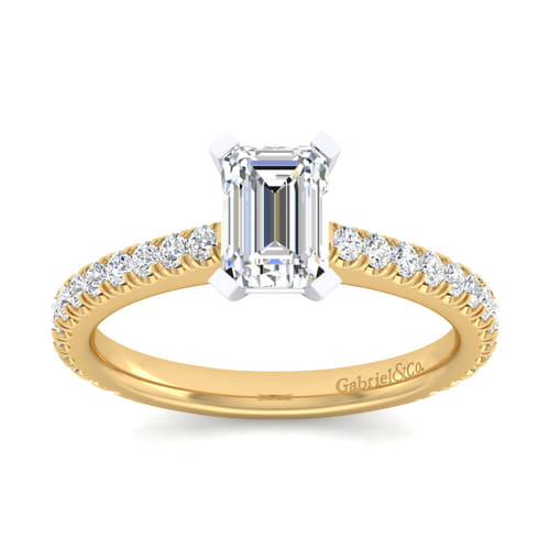 14K White-Yellow Gold Emerald Cut Diamond Engagement Ring 14K White-Yellow Gold Emerald Cut Diamond Engagement Ring