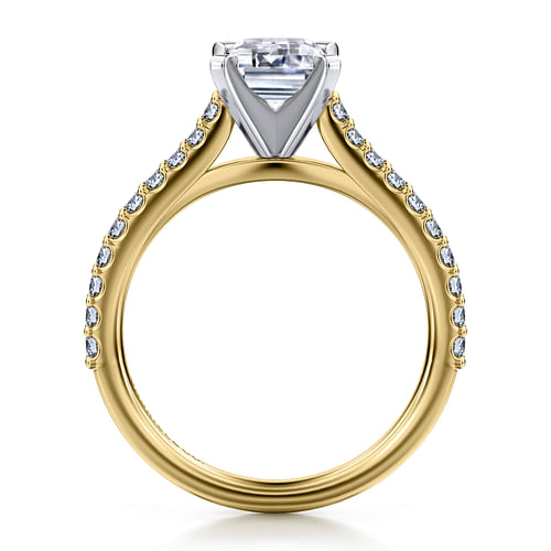 14K White-Yellow Gold Emerald Cut Diamond Engagement Ring