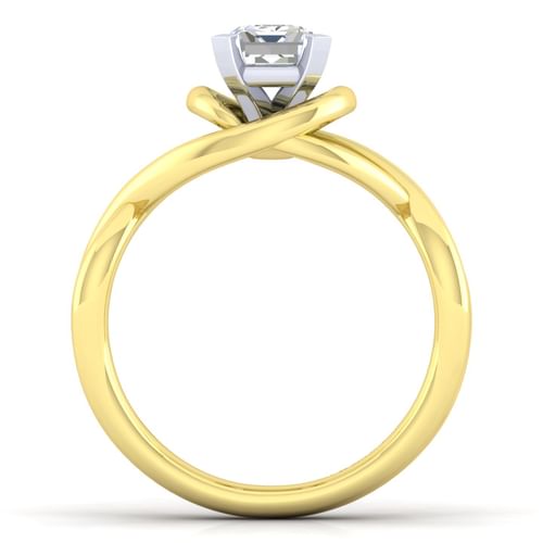 14K White-Yellow Gold Emerald Cut Diamond Engagement Ring