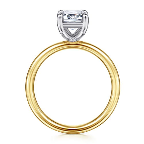 14K White-Yellow Gold Emerald Cut Solitaire Diamond Engagement Ring