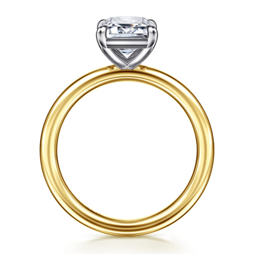 14K White-Yellow Gold Emerald Cut Solitaire Engagement Ring